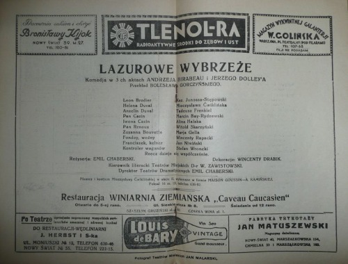 Teatr Narodowy A. Birabeau i J. Dolley`a „Lazurowe wybrzeże`